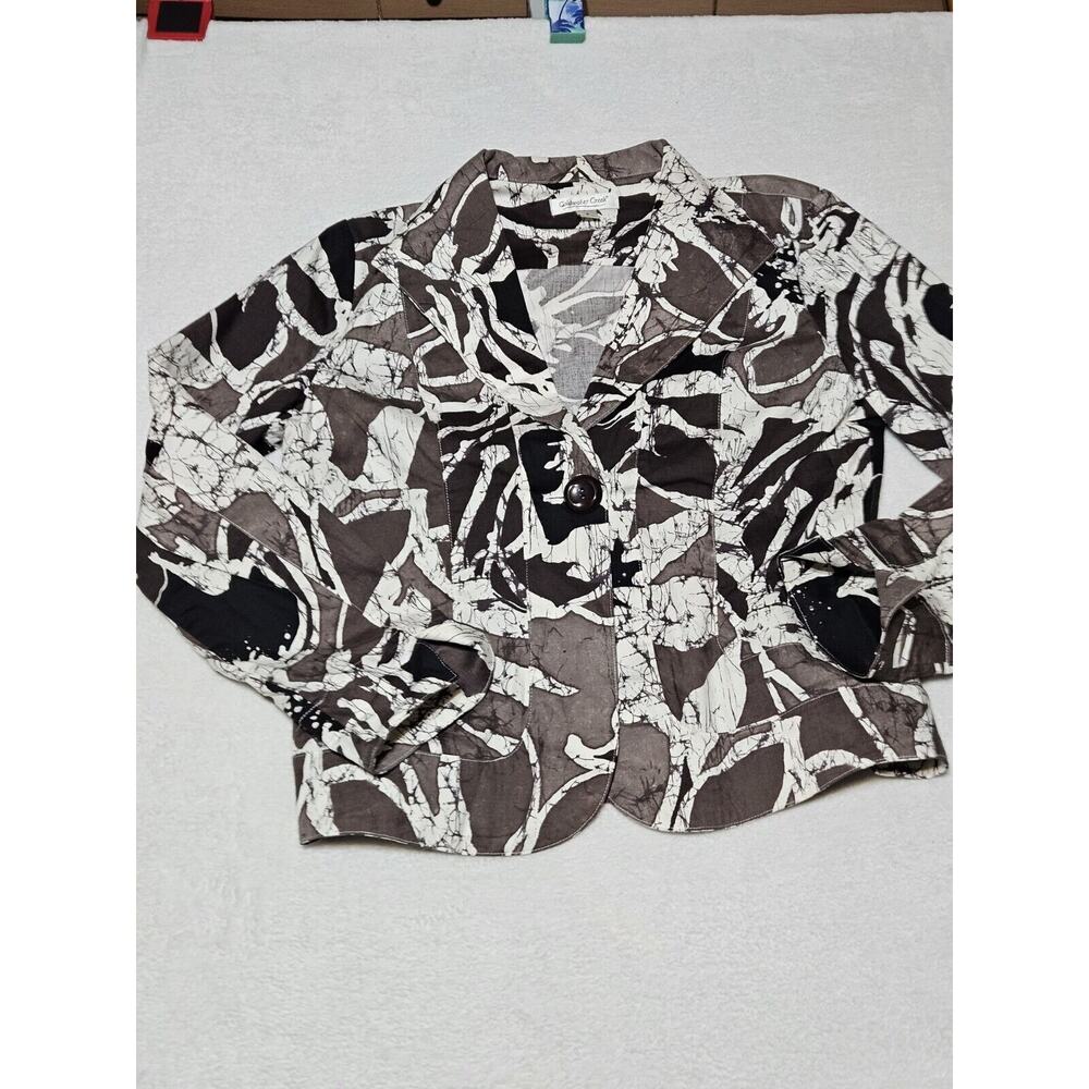 Women's Jacket COLDWATER CREEK size 8 brown black patterned blazer Long Sleeve